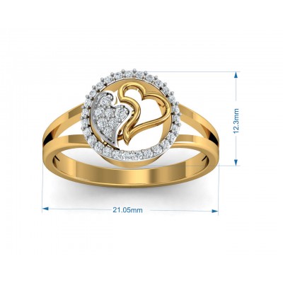 Samra Diamond Hearts Gold Ring